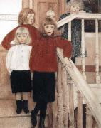 Fernand Khnopff Portrait of the Children of Louis Neve Sweden oil painting artist